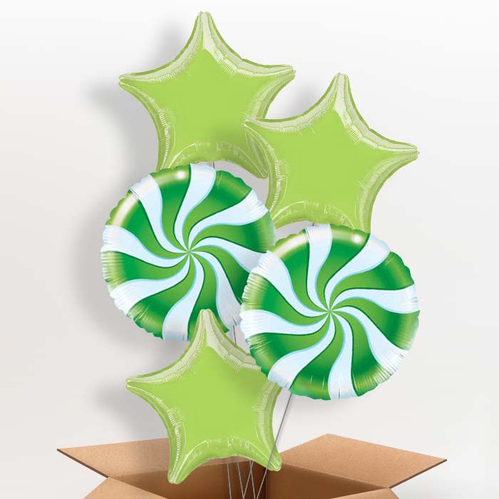 Green Candy Swirl Balloon in a Box - 5 Balloon | Small Indoor Plants
