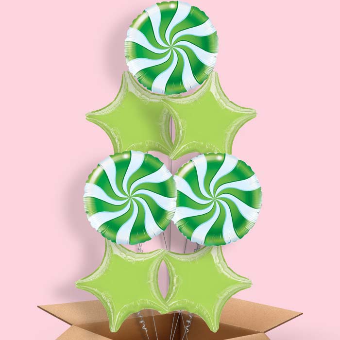 Green Candy Swirl Balloon in a Box - 7 Balloon | Small Indoor Plants