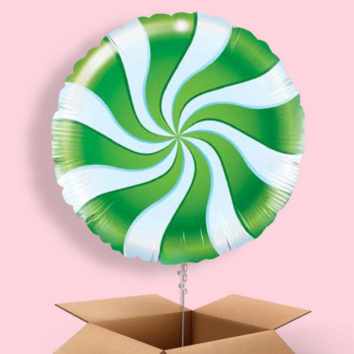 Green Candy Swirl Balloon in a Box - 1 Balloon | Small Indoor Plants