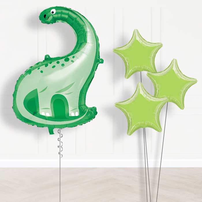 Green Brontosaurus Dinosaur Balloon Display - Plain Bouquet | Small Indoor Plants