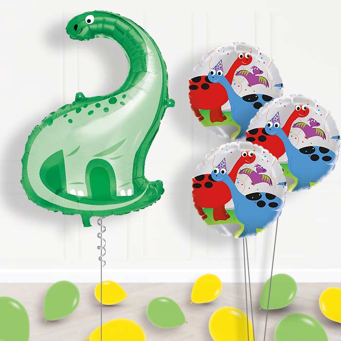 Green Brontosaurus Dinosaur Balloon Display - Themed Bouquet and Latex | Small Indoor Plants