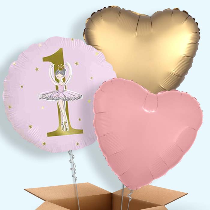 Ballerina 1st Birthday Balloon in a Box - 3 Balloon | Small Indoor Plants