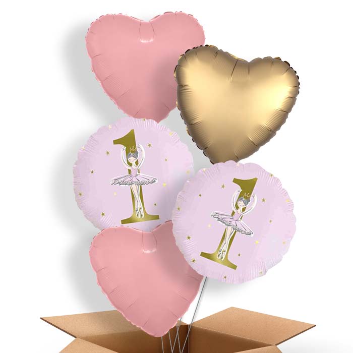 Ballerina 1st Birthday Balloon in a Box - 5 Balloon | Small Indoor Plants