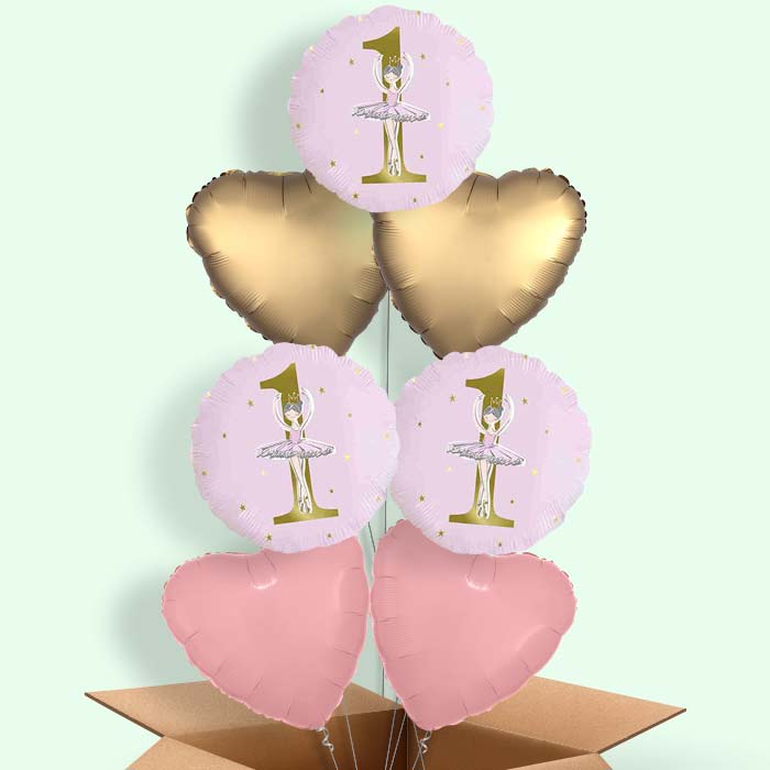 Ballerina 1st Birthday Balloon in a Box - 7 Balloon | Small Indoor Plants