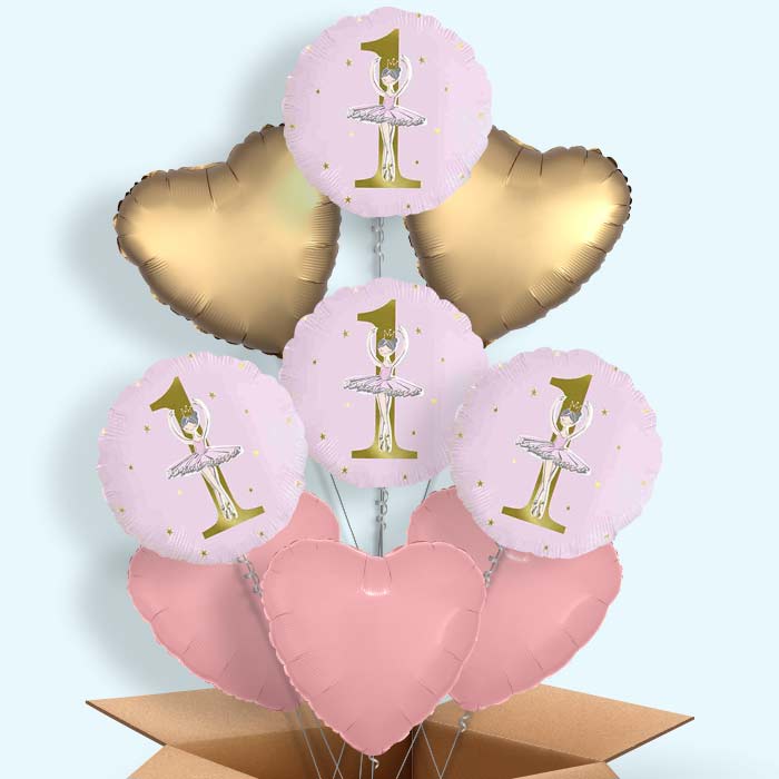 Ballerina 1st Birthday Balloon in a Box - 9 Balloon | Small Indoor Plants