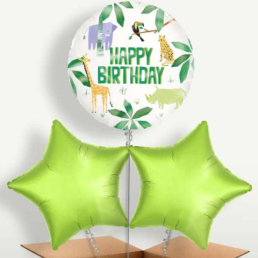 Animal Jungle Happy Birthday Bunch of Balloons | Small Indoor Plants