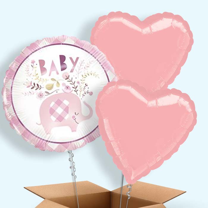 Pink Elephant Baby Shower Balloons in a Box - 3 Balloon | Small Indoor Plants