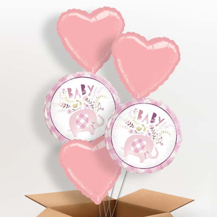 Pink Elephant Baby Shower Balloons in a Box - 5 Balloon | Small Indoor Plants