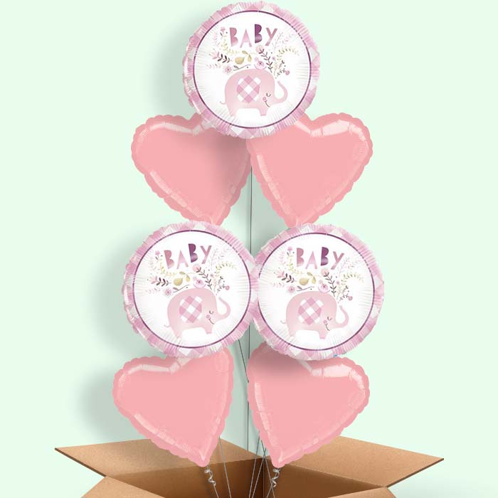 Pink Elephant Baby Shower Balloons in a Box - 7 Balloon | Small Indoor Plants