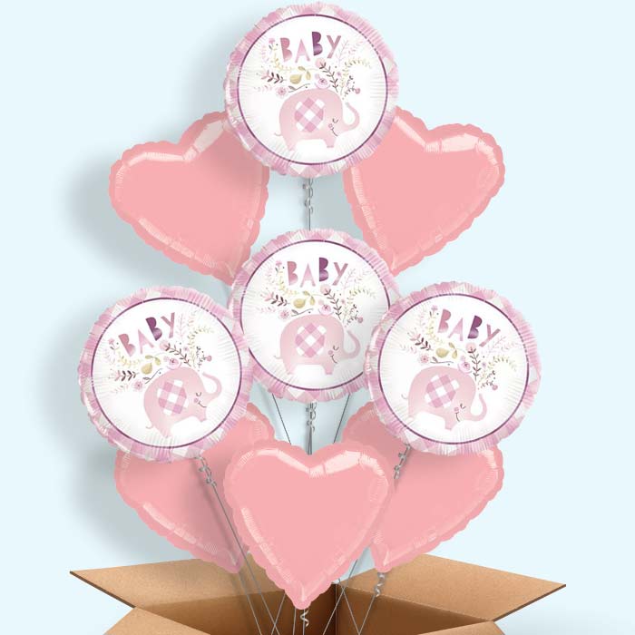 Pink Elephant Baby Shower Balloons in a Box - 9 Balloon | Small Indoor Plants