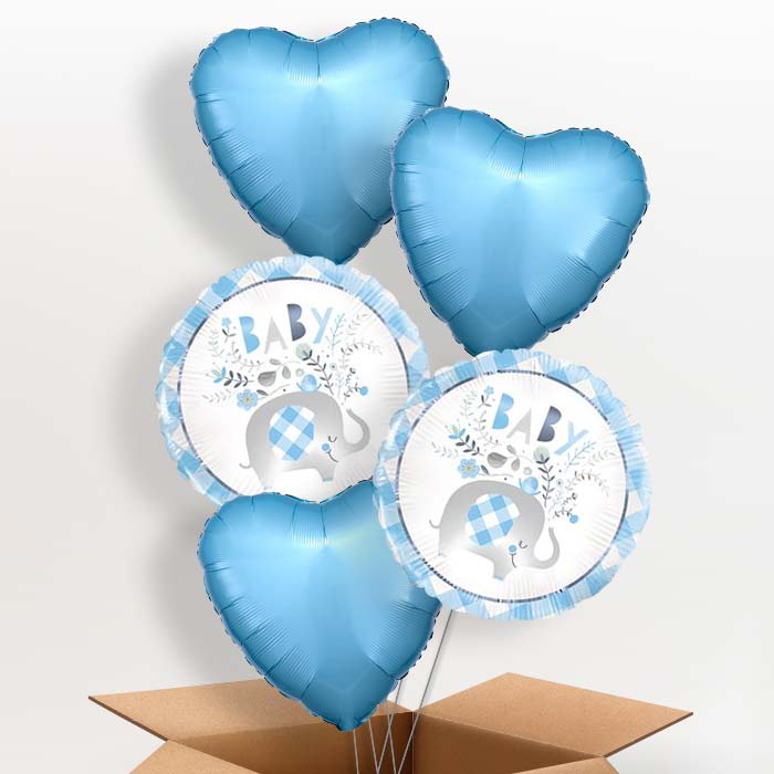 Blue Elephant Baby Shower Helium Balloons Delivered - 5 Balloon | Small Indoor Plants
