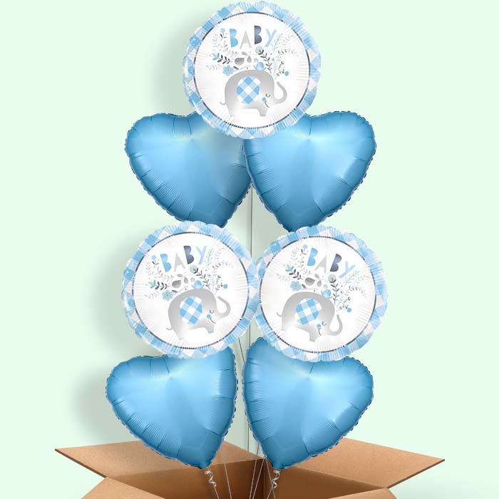 Blue Elephant Baby Shower Helium Balloons Delivered - 7 Balloon | Small Indoor Plants
