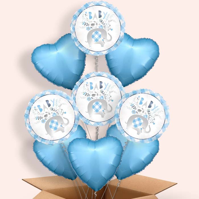 Blue Elephant Baby Shower Helium Balloons Delivered - 9 Balloon | Small Indoor Plants