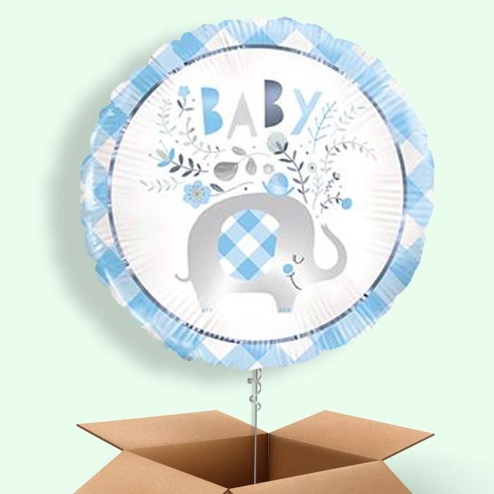 Blue Elephant Baby Shower Helium Balloons Delivered - 1 Balloon | Small Indoor Plants
