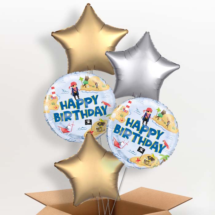 Ahoy Pirate Round Foil Balloon in a Box - 5 Balloon | Small Indoor Plants