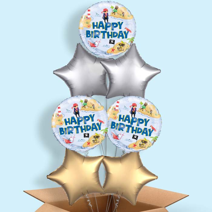 Ahoy Pirate Round Foil Balloon in a Box - 7 Balloon | Small Indoor Plants