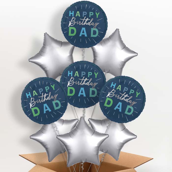 Navy Blue Happy Birthday Dad Foil Balloon in a Box - 9 Balloon | Small Indoor Plants