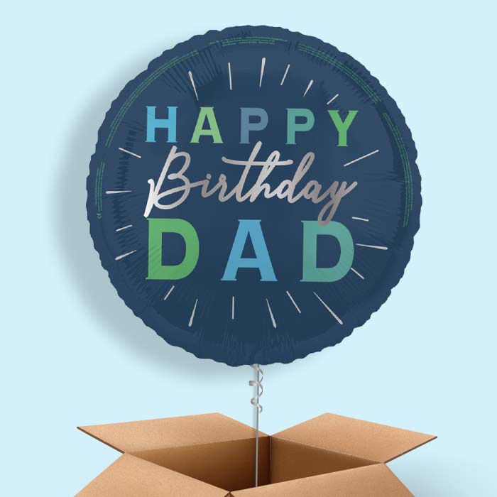 Navy Blue Happy Birthday Dad Foil Balloon in a Box - 1 Balloon | Small Indoor Plants