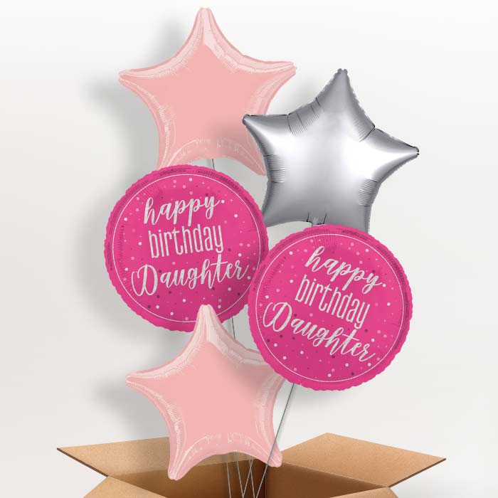 Hot Pink Happy Birthday Daughter Foil Balloon in a Box - 5 Balloon | Small Indoor Plants