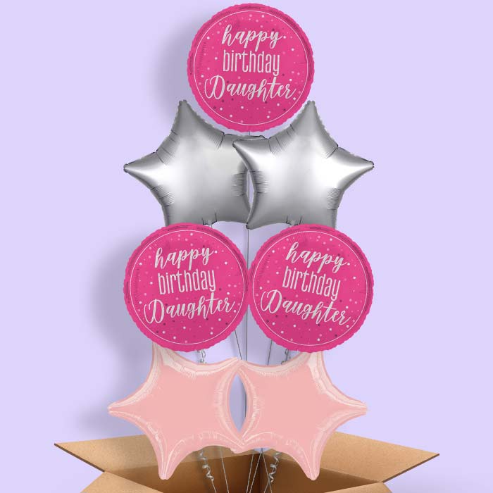 Hot Pink Happy Birthday Daughter Foil Balloon in a Box - 7 Balloon | Small Indoor Plants
