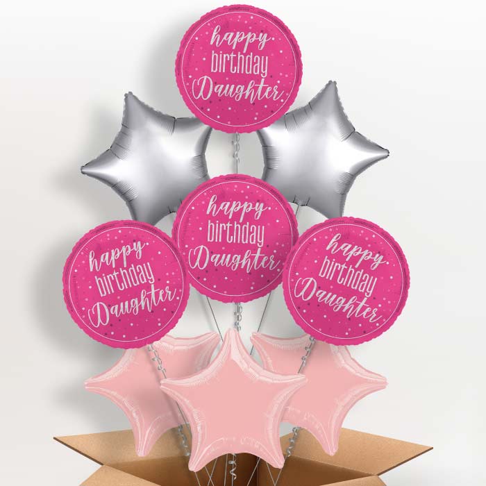 Hot Pink Happy Birthday Daughter Foil Balloon in a Box - 9 Balloon | Small Indoor Plants