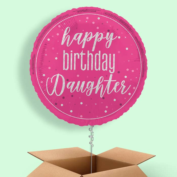 Hot Pink Happy Birthday Daughter Foil Balloon in a Box - 1 Balloon | Small Indoor Plants