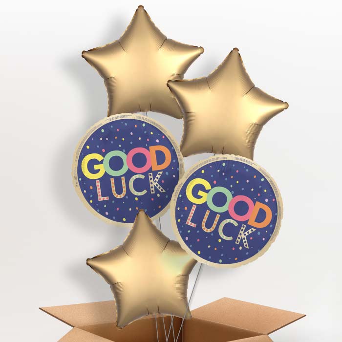 Good Luck Navy Blue Foil Balloon in a Box - 5 Balloon | Small Indoor Plants