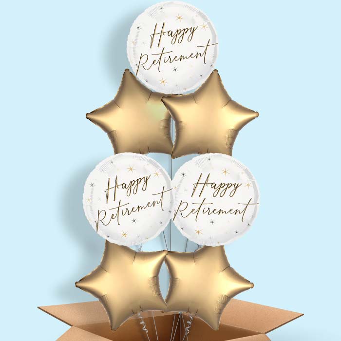 White and Black Happy Retirement Foil Balloon in a Box - 7 Balloon | Small Indoor Plants