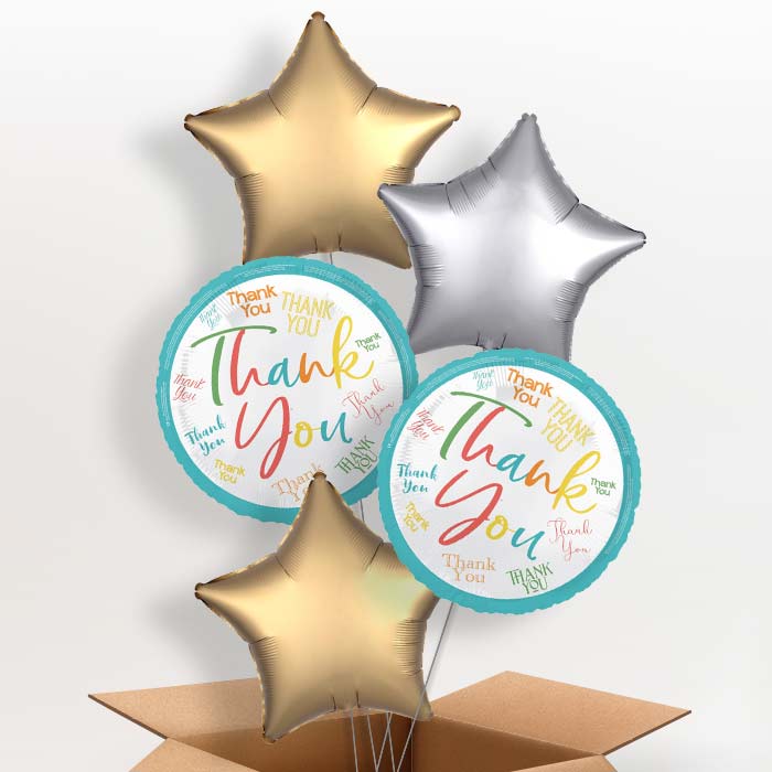 Colourful Thank You Foil Balloon in a Box - 5 Balloon | Small Indoor Plants