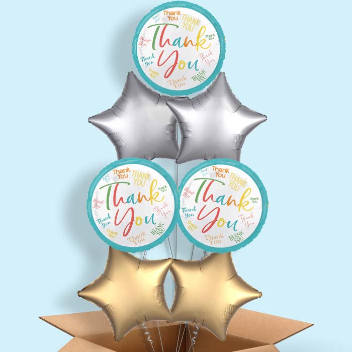 Colourful Thank You Foil Balloon in a Box - 7 Balloon | Small Indoor Plants