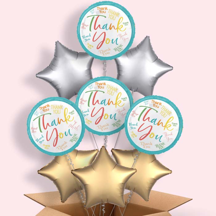 Colourful Thank You Foil Balloon in a Box - 9 Balloon | Small Indoor Plants
