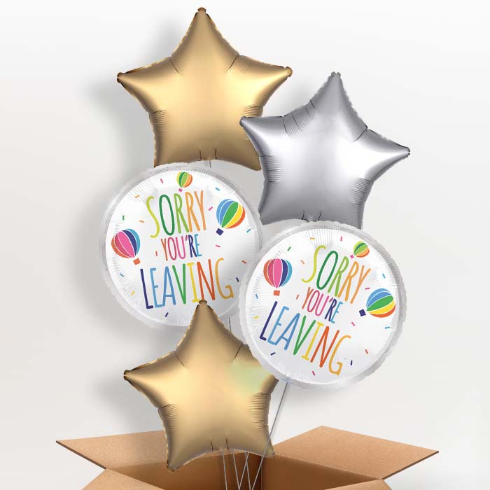 White Sorry You’re Leaving Foil Balloon in a Box - 5 Balloon | Small Indoor Plants