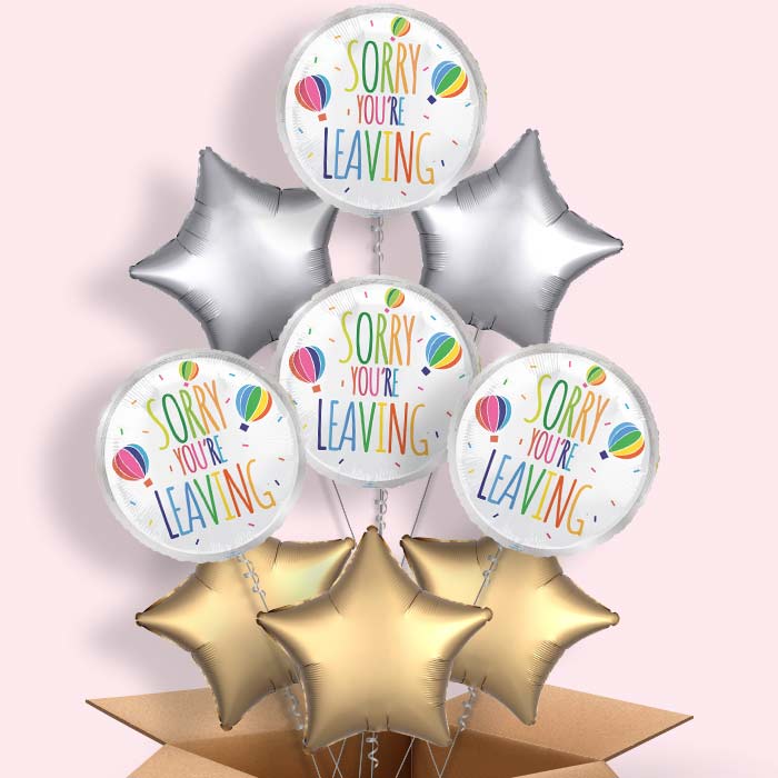 White Sorry You’re Leaving Foil Balloon in a Box - 9 Balloon | Small Indoor Plants