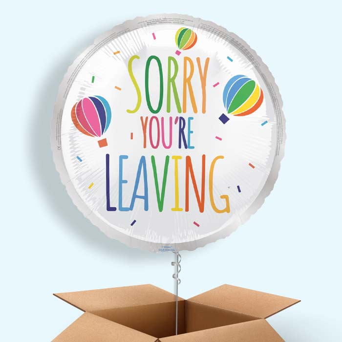 White Sorry You’re Leaving Foil Balloon in a Box - 1 Balloon | Small Indoor Plants