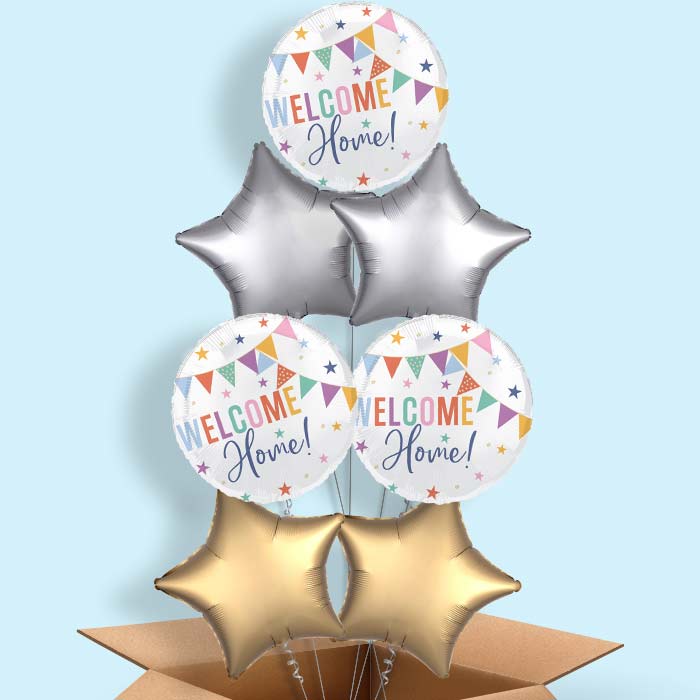 Welcome Home Bunting Foil Balloon in a Box - 7 Balloon | Small Indoor Plants