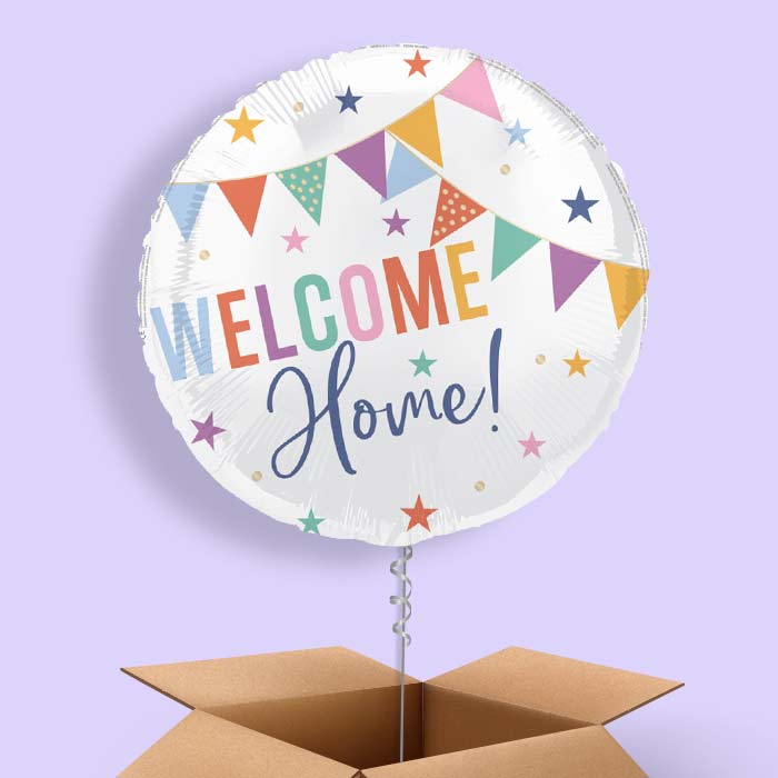 Welcome Home Bunting Foil Balloon in a Box - 1 Balloon | Small Indoor Plants