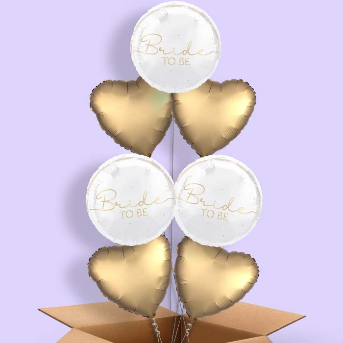White and Gold Bride to Be Foil Balloon in a Box - 7 Balloon | Small Indoor Plants