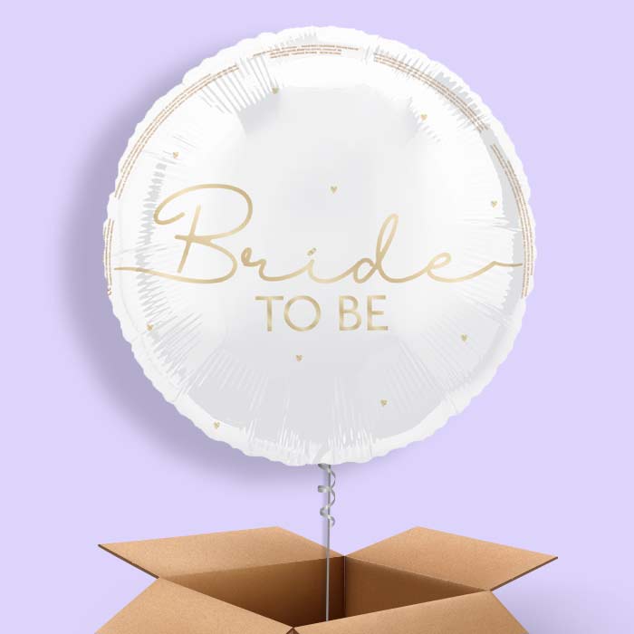 White and Gold Bride to Be Foil Balloon in a Box - 1 Balloon | Small Indoor Plants