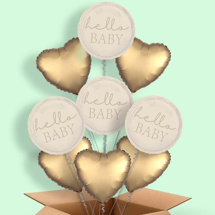 Hello Baby Neutral Baby Shower Foil Balloon in a Box - 9 Balloon | Small Indoor Plants