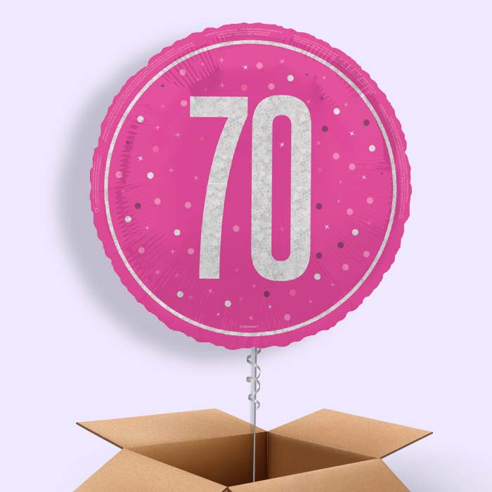 Hot Pink and Silver 70th Birthday Foil Balloon in a Box - 1 Balloon | Small Indoor Plants