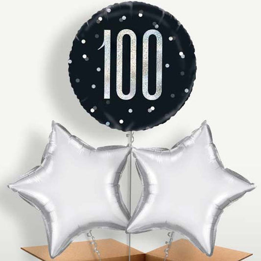Black & Silver 100th Birthday Bunch of Balloons | Small Indoor Plants