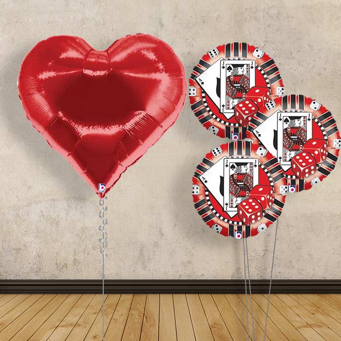 Giant Red Heart Balloon Bouquet Delivered - Themed Bouquet | Small Indoor Plants