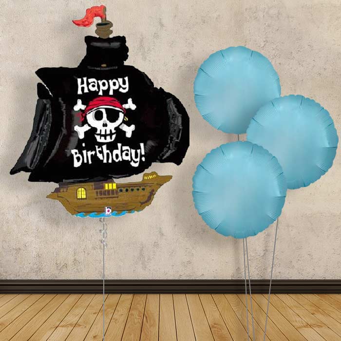 Pirate Happy Birthday Balloon Bouquet Delivered - Plain Bouquet | Small Indoor Plants