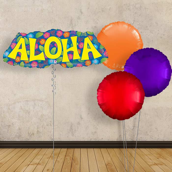 Aloha Balloon Bouquet in a Box Package - Plain Bouquet | Small Indoor Plants