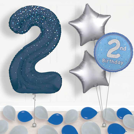Navy Blue Dots Number 2 Balloon in a Box - Package | Small Indoor Plants