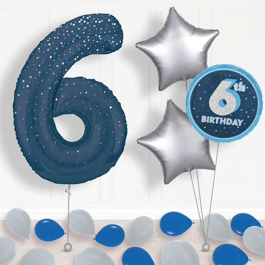 Navy Blue Dots Number 6 Balloon in a Box - Package | Small Indoor Plants