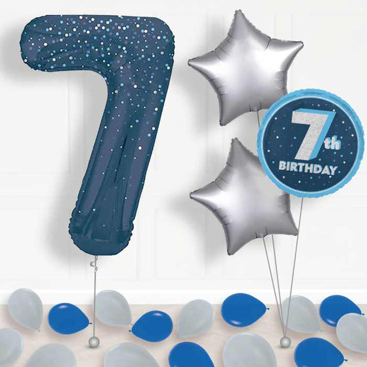 Navy Blue Dots Number 7 Balloon in a Box - Package | Small Indoor Plants
