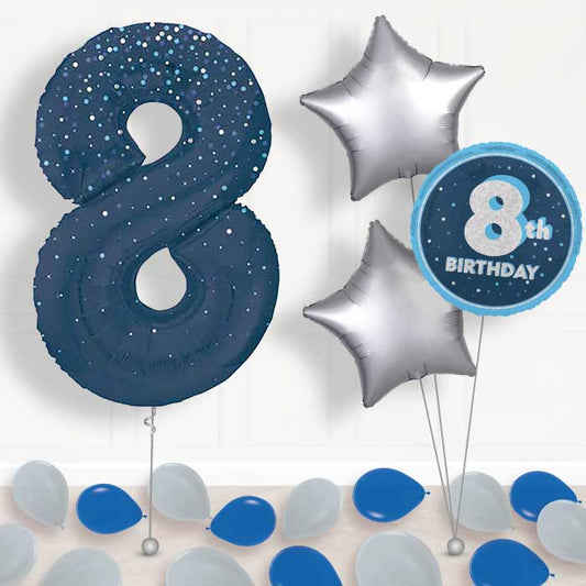 Navy Blue Dots Number 8 Balloon in a Box - Package | Small Indoor Plants