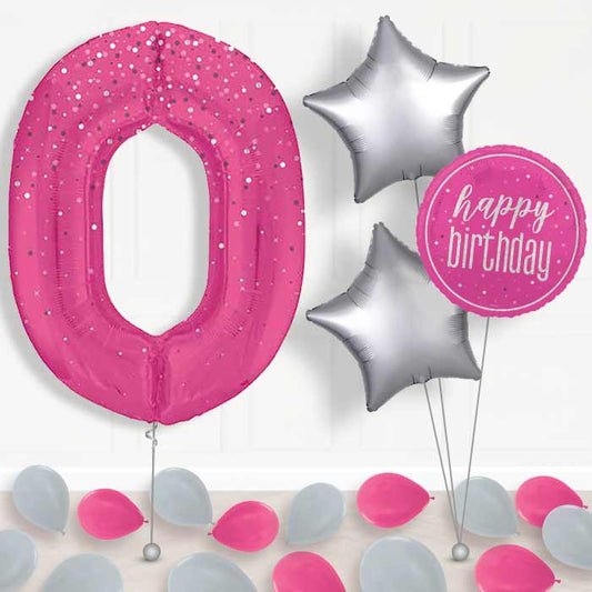 Hot Pink Dots Number 0 Balloon in a Box - Package | Small Indoor Plants