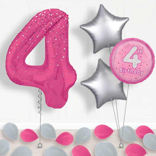 Hot Pink Dots Number 4 Balloon in a Box - Package | Small Indoor Plants